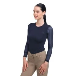 Cavalliera Women's Contessa Long Sleeve Tech Shirt - Navy Blue 5 Cavalliera Women's Contessa Long Sleeve Tech Shirt - Navy Blue -Equestrian Riding Clothing 558792 800 800