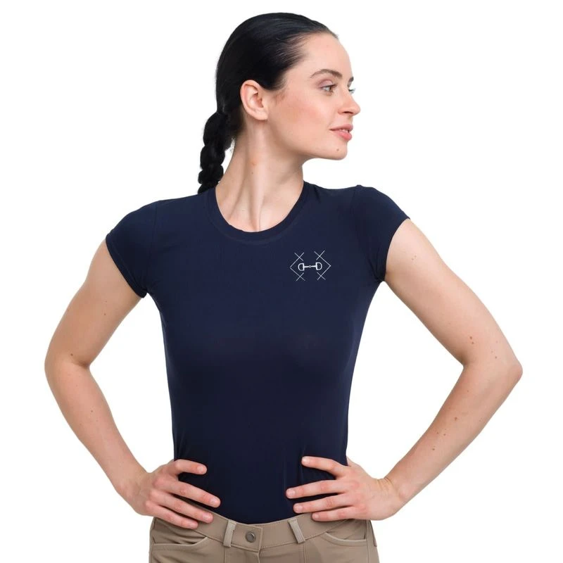 Cavalliera Women's Bit Short Sleeve Tee Shirt - Navy Blue 1 Cavalliera Women's Bit Short Sleeve Tee Shirt - Navy Blue