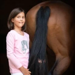 Cavalliera Kids' Jumping Star Long Sleeve Cotton Top - Rose -Equestrian Riding Clothing 559165 800 800