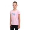 Cavalliera Women's Blue Horse Short Sleeve Cotton Top - Rose