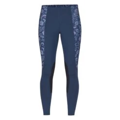 Kerrits Women's Flow Rise Knee Patch Performance Tights - Admiral/Admiral Winter Bloom