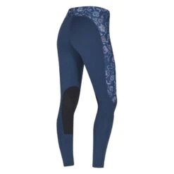Kerrits Women's Flow Rise Knee Patch Performance Tights - Admiral/Admiral Winter Bloom -Equestrian Riding Clothing 567772 800 800