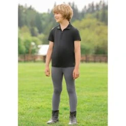 Kerrits Kids' Ice Fil Lite Short Sleeve Shirt - Black -Equestrian Riding Clothing 568894 800 800