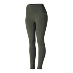 Horze Women's Gillian Silicone Full Seat Tights - Beetle Khaki Green -Equestrian Riding Clothing 581127 800 800