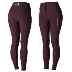 B Vertigo Women's Justine Thermo Silicone Full Seat Breeches - Fig Wine Red