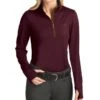 Romfh Women's Aachen Mock Zip Long Sleeve Shirt - Burgundy/Cinnamon