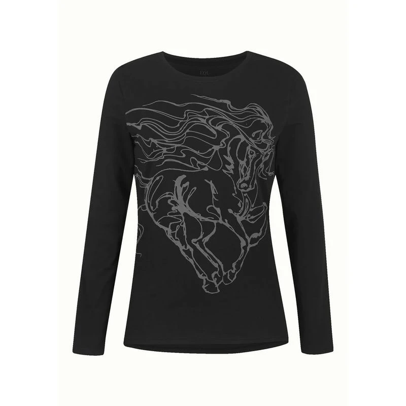 EQL Women's Windy Horse Long Sleeve T-Shirt - Black 1 EQL Women's Windy Horse Long Sleeve T-Shirt - Black