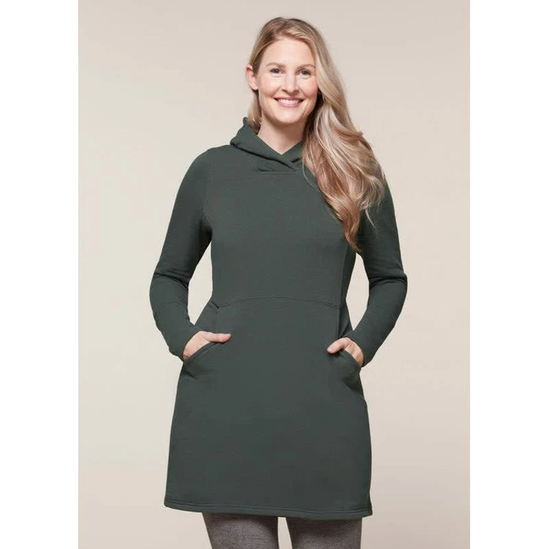 EQL Women's Weekender Fleece Hoodie Dress - Spruce 2 EQL Women's Weekender Fleece Hoodie Dress - Spruce - Image 2