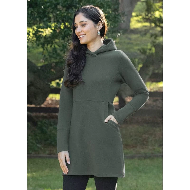 EQL Women's Weekender Fleece Hoodie Dress - Spruce 5 EQL Women's Weekender Fleece Hoodie Dress - Spruce - Image 5