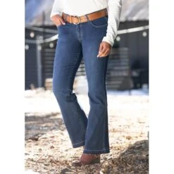 EQL Women's In Motion Bootcut Jean W/Raw Hem - Midnight Wash -Equestrian Riding Clothing 584680 800 800