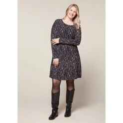 EQL Women's Inspired Scoop Neck Long Sleeve Dress - Black Horseshoe Branches -Equestrian Riding Clothing 585360 800 800