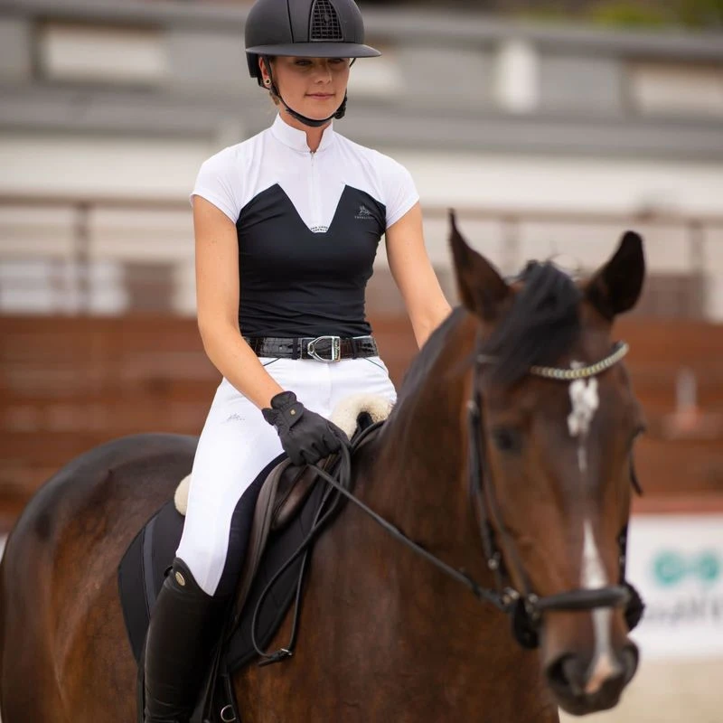 Cavalliera Women's POP Short Sleeve Show Shirt - White/Black 3 Cavalliera Women's POP Short Sleeve Show Shirt - White/Black - Image 3