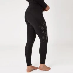 Horze Women's Luminox Tights W/Reflective Print - Black -Equestrian Riding Clothing 591218 800 800