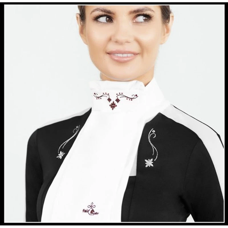 Fair Play Lucrezia Ready Tied Stock Tie - White/Black 2 Fair Play Lucrezia Ready Tied Stock Tie - White/Black - Image 2