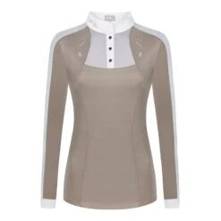 Fair Play Women's Lorella Long Sleeve Competition Shirt - Beige/White