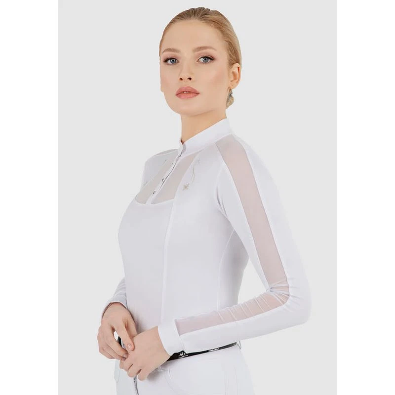 Fair Play Women's Lorella Long Sleeve Competition Shirt - Beige/White 3 Fair Play Women's Lorella Long Sleeve Competition Shirt - Beige/White - Image 3