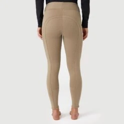 Horze Women's Active Winter Silicone Full Seat Tights W/ Phone Pockets - Desert Taupe -Equestrian Riding Clothing 601086 800 800
