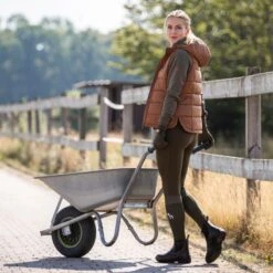 Horze Women's Active Winter Silicone Knee Patch Tights W/ Phone Pocket - Dark Olive -Equestrian Riding Clothing 601727 800 800