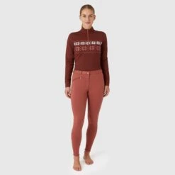 Horze Women's Active Full Seat Breeches - Marsala Red -Equestrian Riding Clothing 602034 800 800