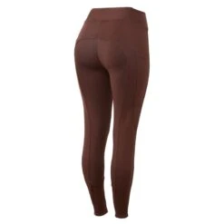 Horze Women's Active Winter Silicone Full Seat Tights W/ Phone Pockets - Rum Raisin Brown