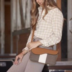 Oughton Vintage Canvas Paddock Crossbody - Timeless Taupe/Caramel -Equestrian Riding Clothing 603832 800 800
