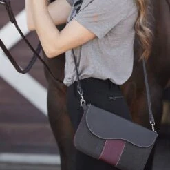 Oughton Vintage Canvas Paddock Crossbody - Graphite/Bordeaux -Equestrian Riding Clothing 603911 800 800