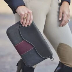 Oughton Vintage Canvas Paddock Crossbody - Graphite/Bordeaux -Equestrian Riding Clothing 603912 800 800