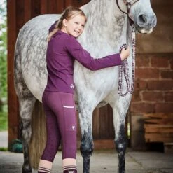 Horze Kids' Morgan Full Seat Riding Tights - Fig Purple -Equestrian Riding Clothing 607736 800 800