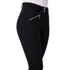 Horze Women's High Waist Full Seat Breeches W/Crystals - Black -Equestrian Riding Clothing 607977 800 800