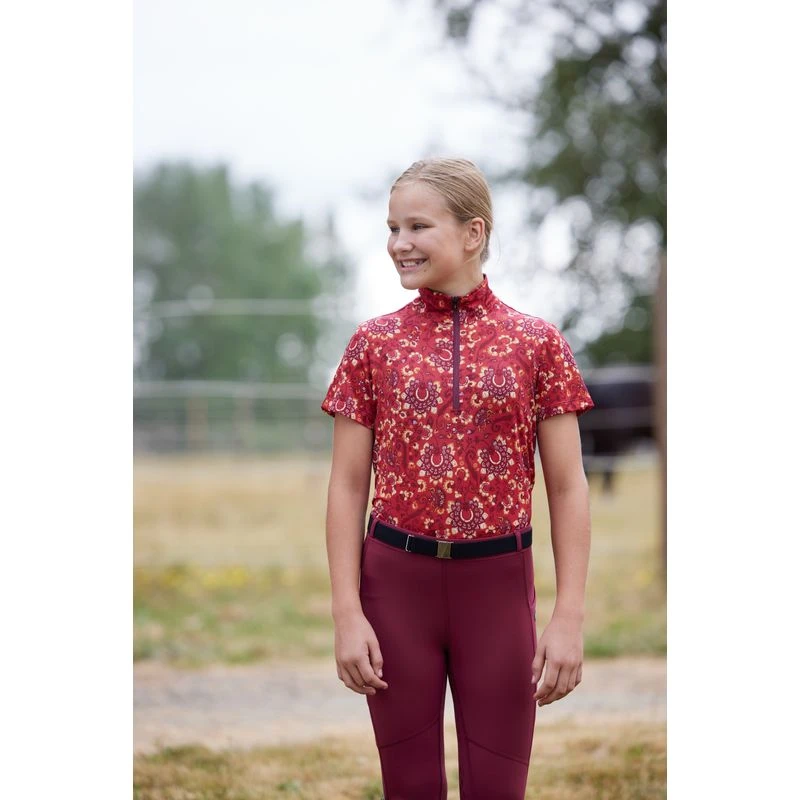 Kerrits Kids' Ice Fil Full Seat Tech Tights - Sangria 3 Kerrits Kids' Ice Fil Full Seat Tech Tights - Sangria - Image 3