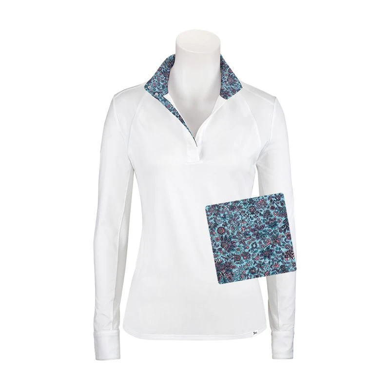 RJ Classics Women's Maddie 37.5 Show Shirt - White/Blue Paisley Floral 1 RJ Classics Women's Maddie 37.5 Show Shirt - White/Blue Paisley Floral
