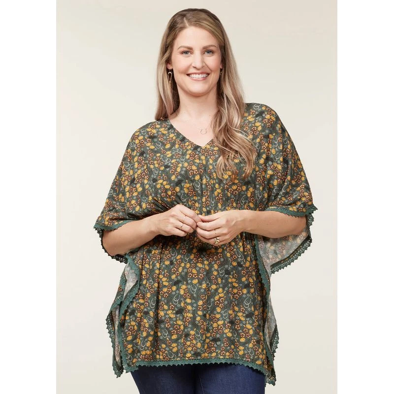 EQL Women's Daydream Gauze Tunic - Cypress Hoofprint Meadow 1 EQL Women's Daydream Gauze Tunic - Cypress Hoofprint Meadow