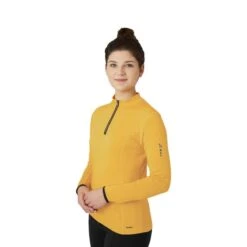 Horze Women's Lucy Long Sleeved Half Zip Ventilated Shirt - Golden Rod -Equestrian Riding Clothing 651045 800 800