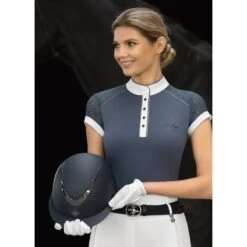 Fair Play Women's Anita Short Sleeve Competition Shirt - Steel Blue -Equestrian Riding Clothing 655228 800 800