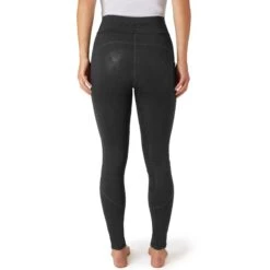Horze Women's High Waist Full Seat Tights W/Phone Pocket - Black -Equestrian Riding Clothing 669819 800 800