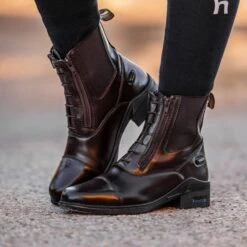 Horze Women's Kingston Paddock Boot W/Two Zip Front - Dark Brown -Equestrian Riding Clothing 670260 800 800