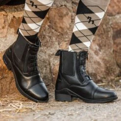 Horze Women's Kingston Paddock Boot W/Two Zip Front - Black -Equestrian Riding Clothing 670683 800 800