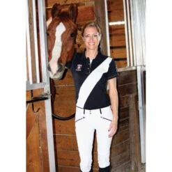 TuffRider Women's Sprint Knee Patch Breeches - White/Black -Equestrian Riding Clothing 679309 800 800