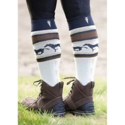 Kerrits Women's Heels Down Wool Socks - Vanilla/Black -Equestrian Riding Clothing 682639 800 800