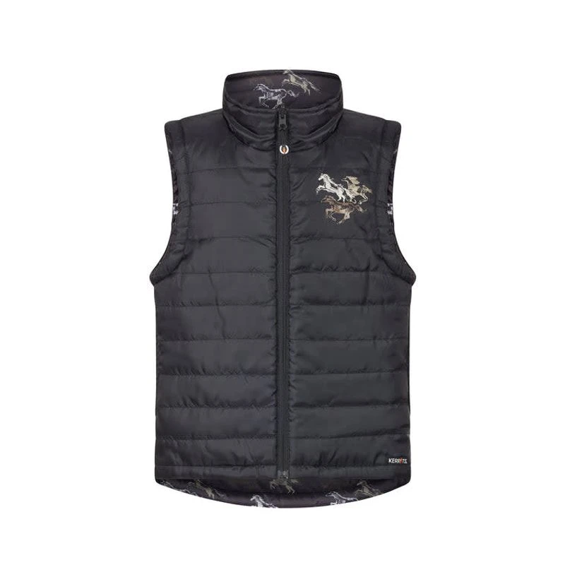 Kerrits Kids' Pony Tracks Reversible Quilted Vest - Black Run Free/Black 1 Kerrits Kids' Pony Tracks Reversible Quilted Vest - Black Run Free/Black