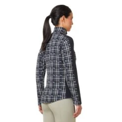 Kerrits Women's Muzzle Nuzzle Fleece Half Zip - Black Plaid Pasture -Equestrian Riding Clothing 687353 800 800