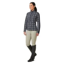 Kerrits Women's Muzzle Nuzzle Fleece Half Zip - Black Plaid Pasture -Equestrian Riding Clothing 687354 800 800