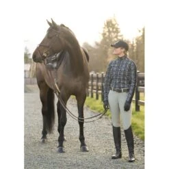 Kerrits Women's Muzzle Nuzzle Fleece Half Zip - Black Plaid Pasture -Equestrian Riding Clothing 687355 800 800