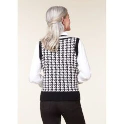 EQL Women's Houndstooth Sweater Vest - Black/Soft White -Equestrian Riding Clothing 694434 800 800