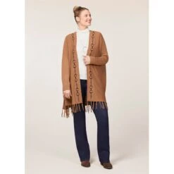 EQL Women's Bits & Fringe Cardigan - Caramel/Java -Equestrian Riding Clothing 694485 800 800
