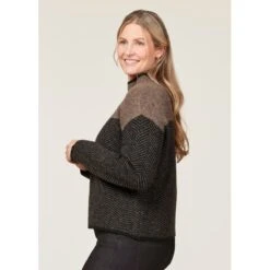 EQL Women's Funnel Neck Herringbone Sweater - Truffle -Equestrian Riding Clothing 694740 800 800