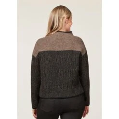 EQL Women's Funnel Neck Herringbone Sweater - Truffle -Equestrian Riding Clothing 694741 800 800