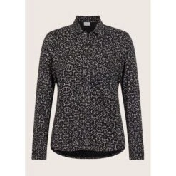 EQL Women's Ruched Button Front Long Sleeve Shirt - Black Mixed Bits