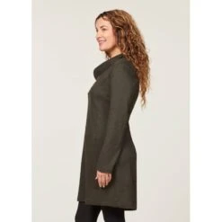 EQL Women's Textured Cowl Neck Dress - Evergreen -Equestrian Riding Clothing 700543 800 800