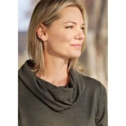 EQL Women's Textured Cowl Neck Dress - Evergreen -Equestrian Riding Clothing 700545 800 800